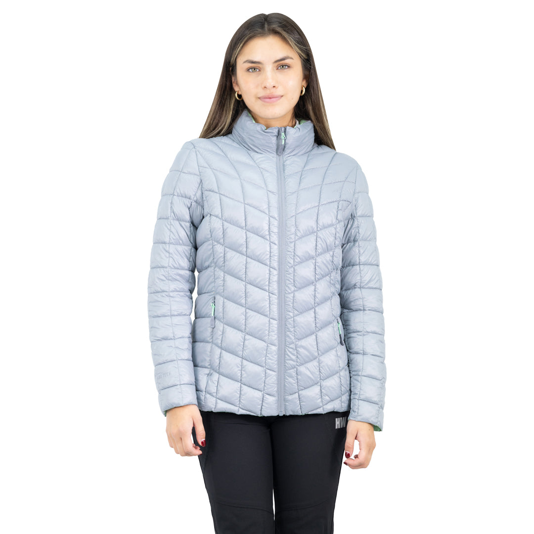 Parka insulada Traveler Hardwork para mujer color gris claro