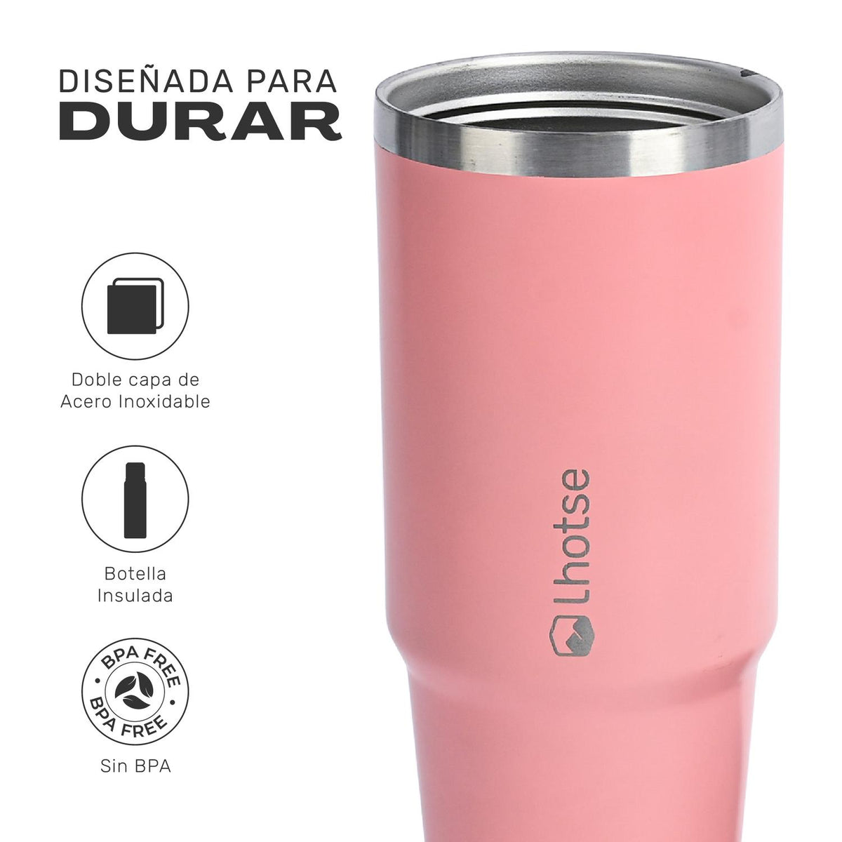 Botella Térmica Travel Mug 900 ml Lhotse color rosado