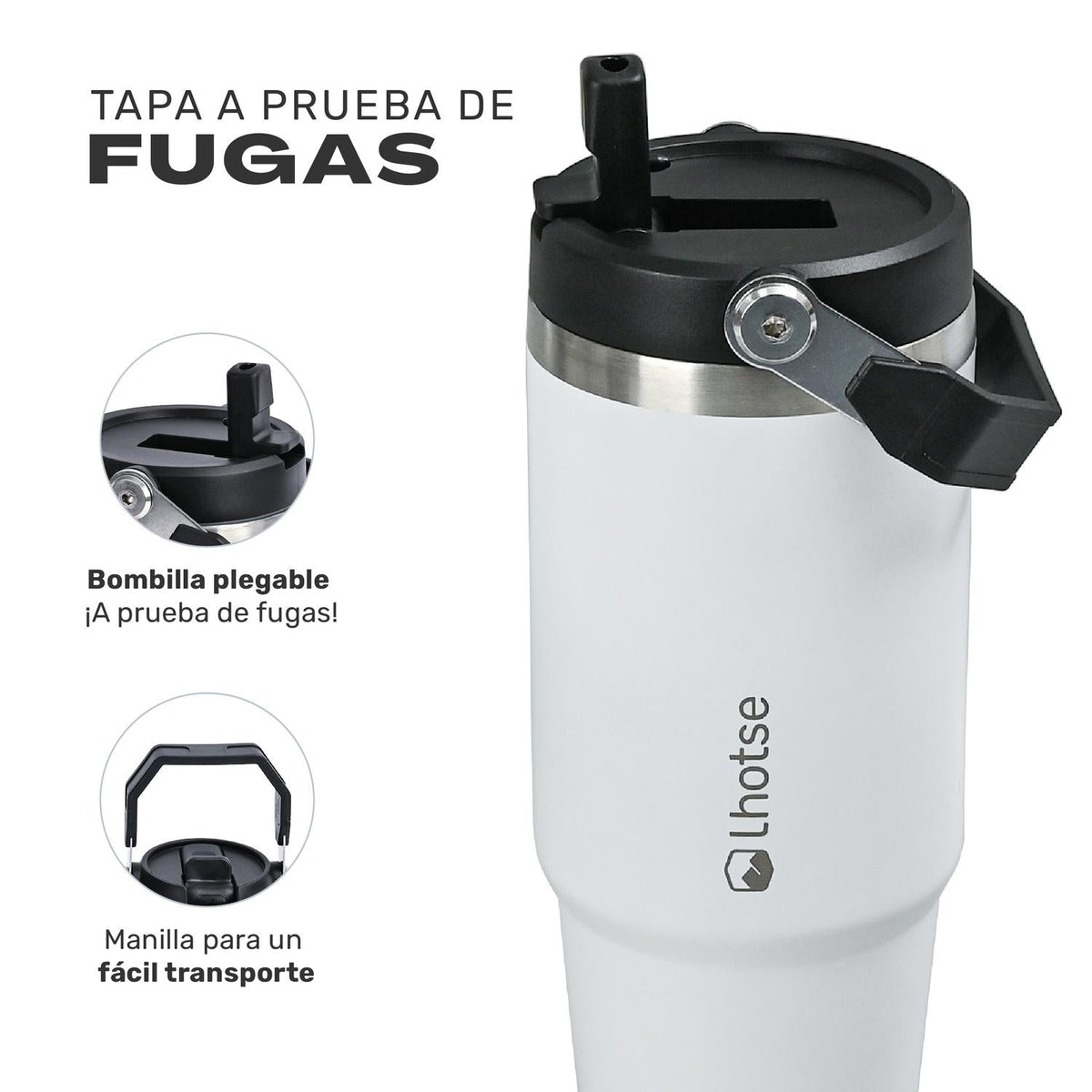 Botella Térmica Travel Mug 900 ml Lhotse color blanco