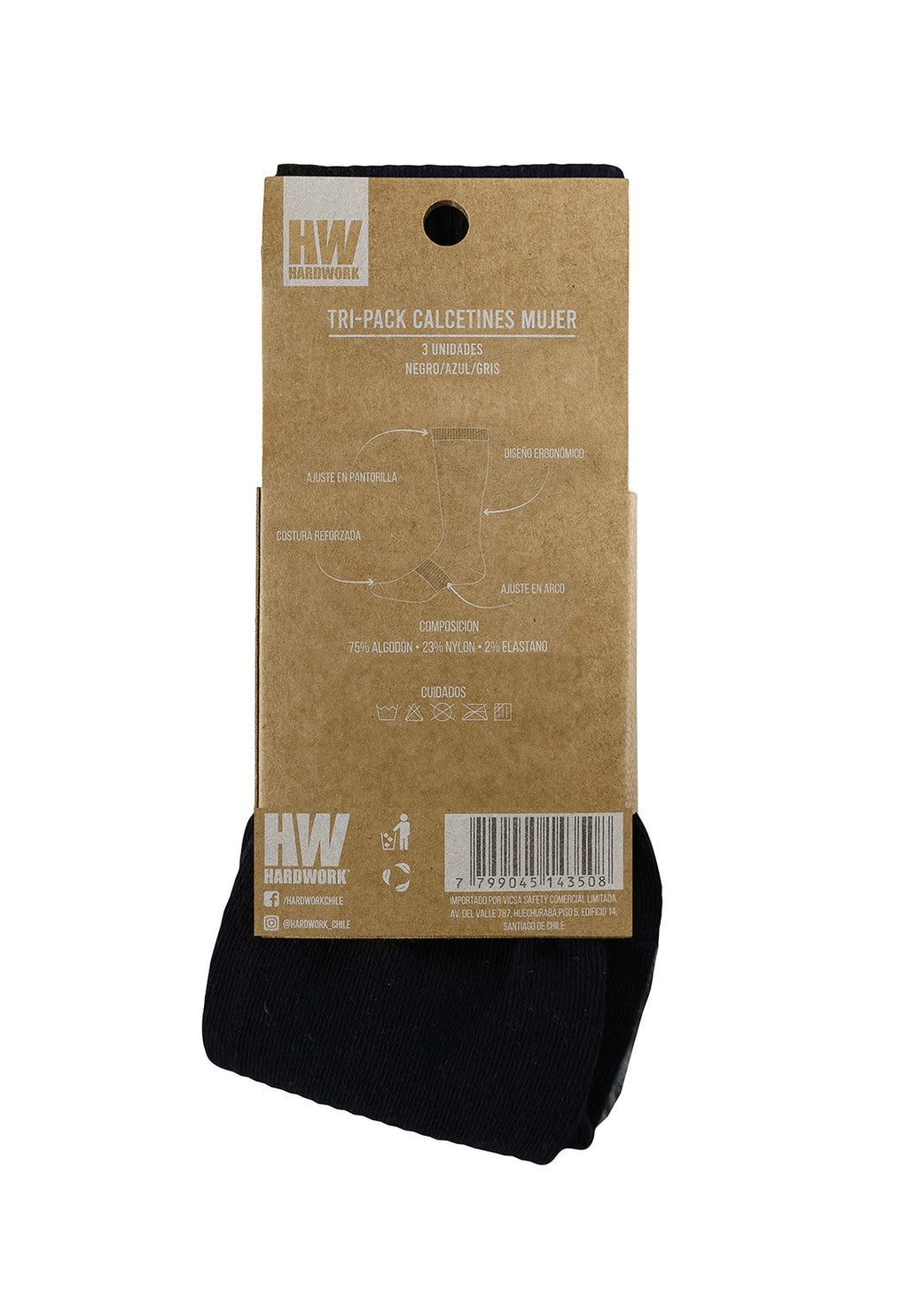 Calcetines largos de algodón Hardwork para mujer – detalle de la prenda