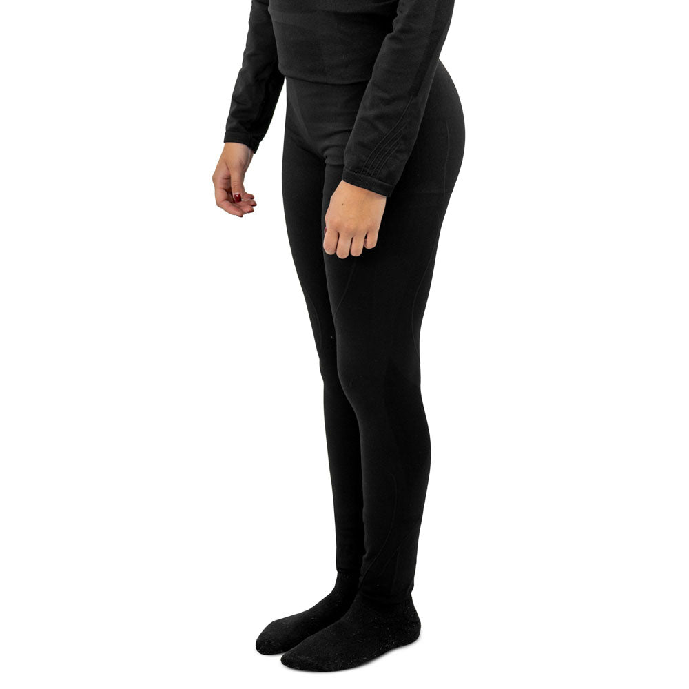 Calza térmica Patagonia Spandex Hardwork para mujer color negro – detalle de la prenda