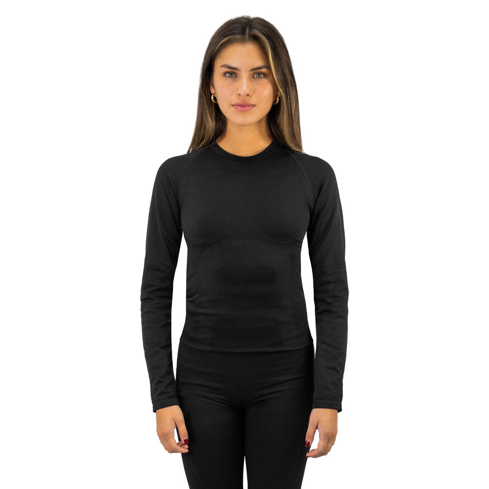 Camiseta térmica Patagonia Spandex Hardwork para mujer color negro