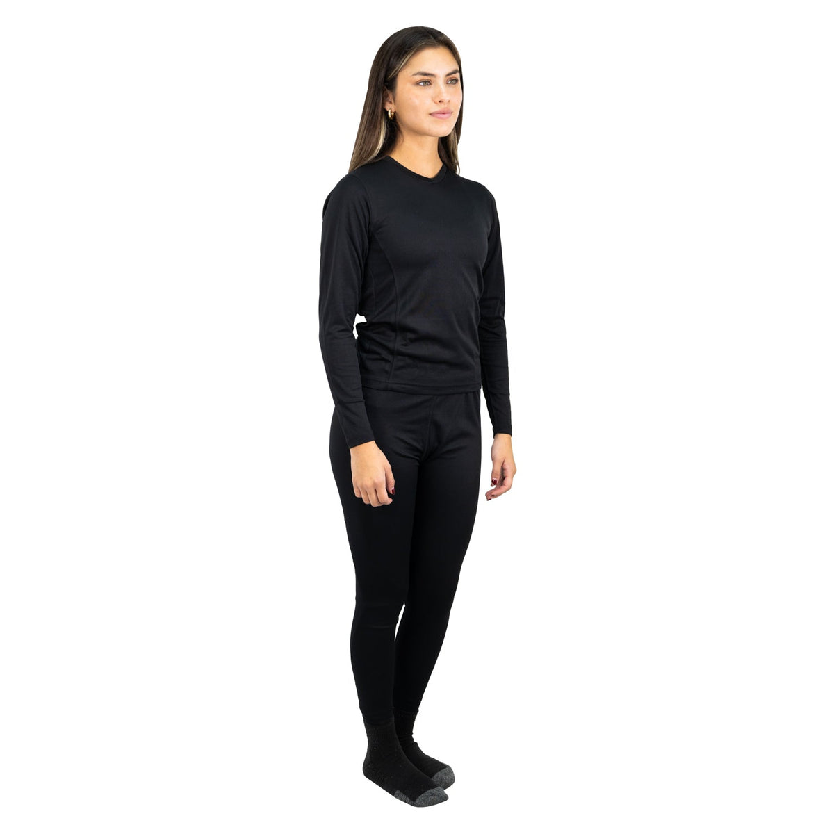 Conjunto interior térmico HDX Hardwork para mujer color negro – otro ángulo