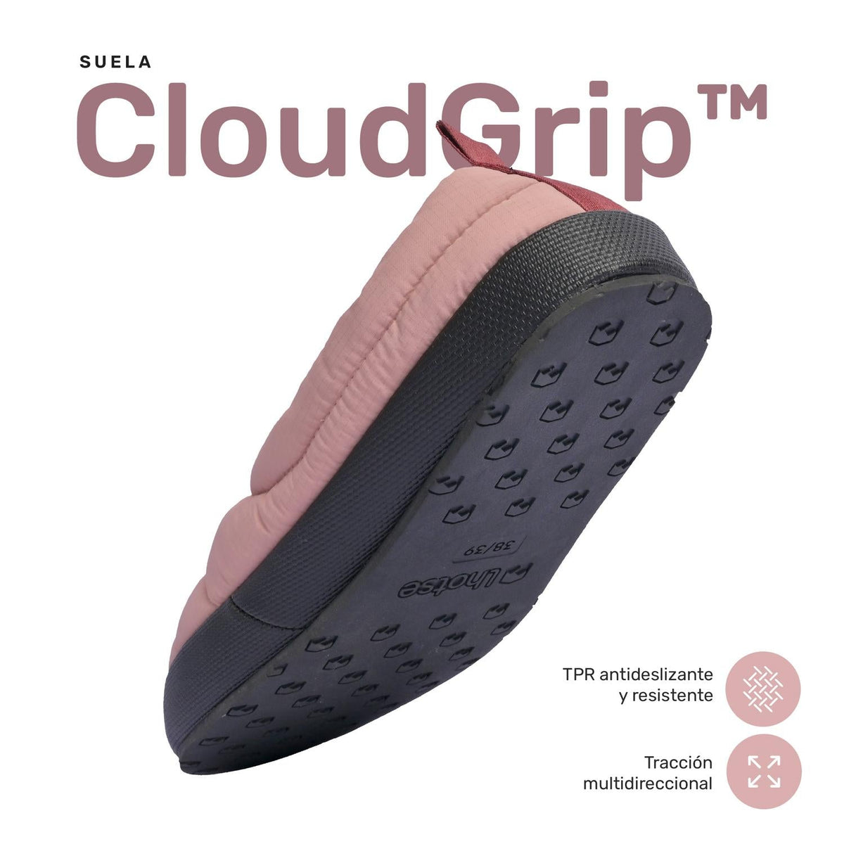 Pantufla Térmica Nimbus CloudGrip Lhotse color rosa