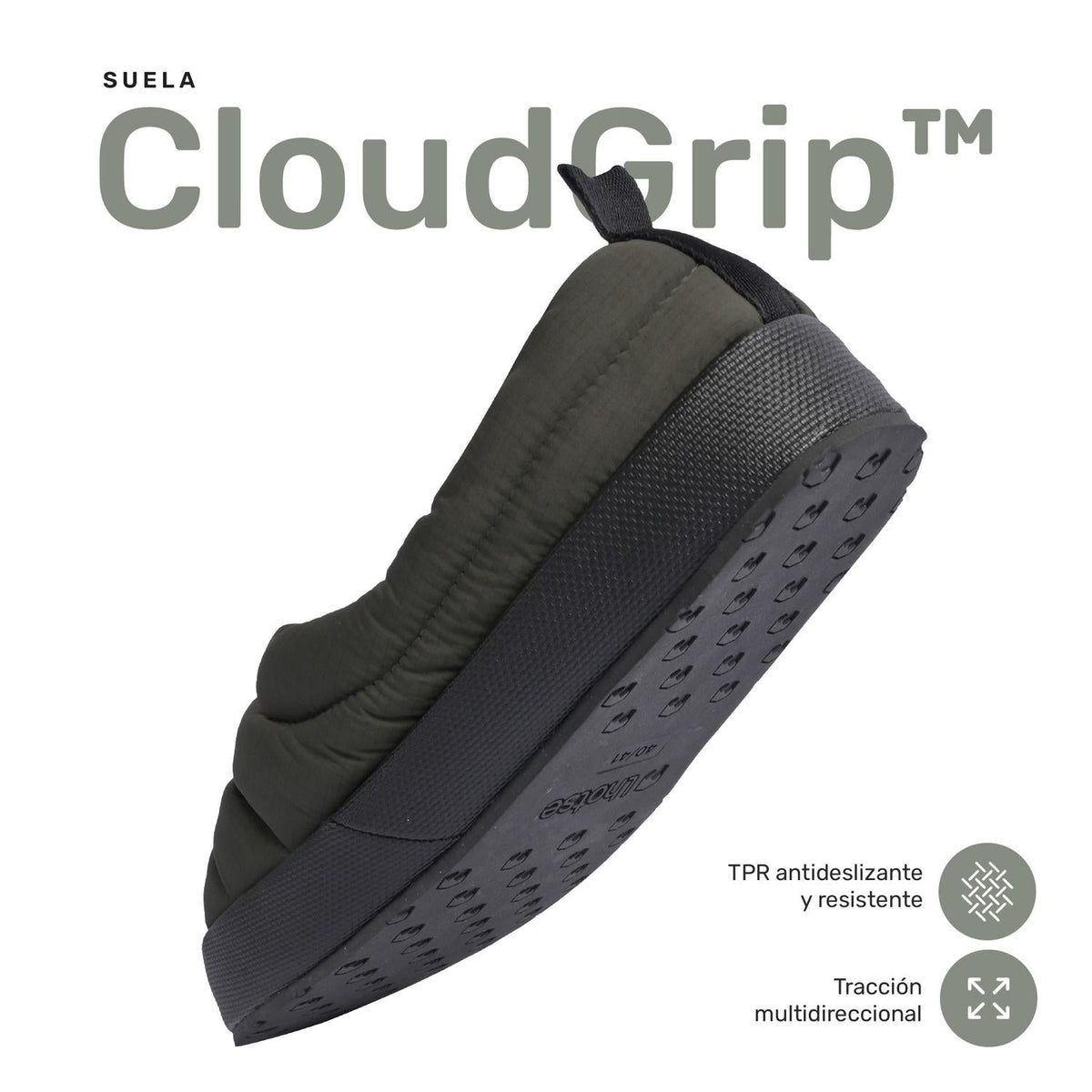Pantufla Térmica Nimbus CloudGrip Lhotse color verde