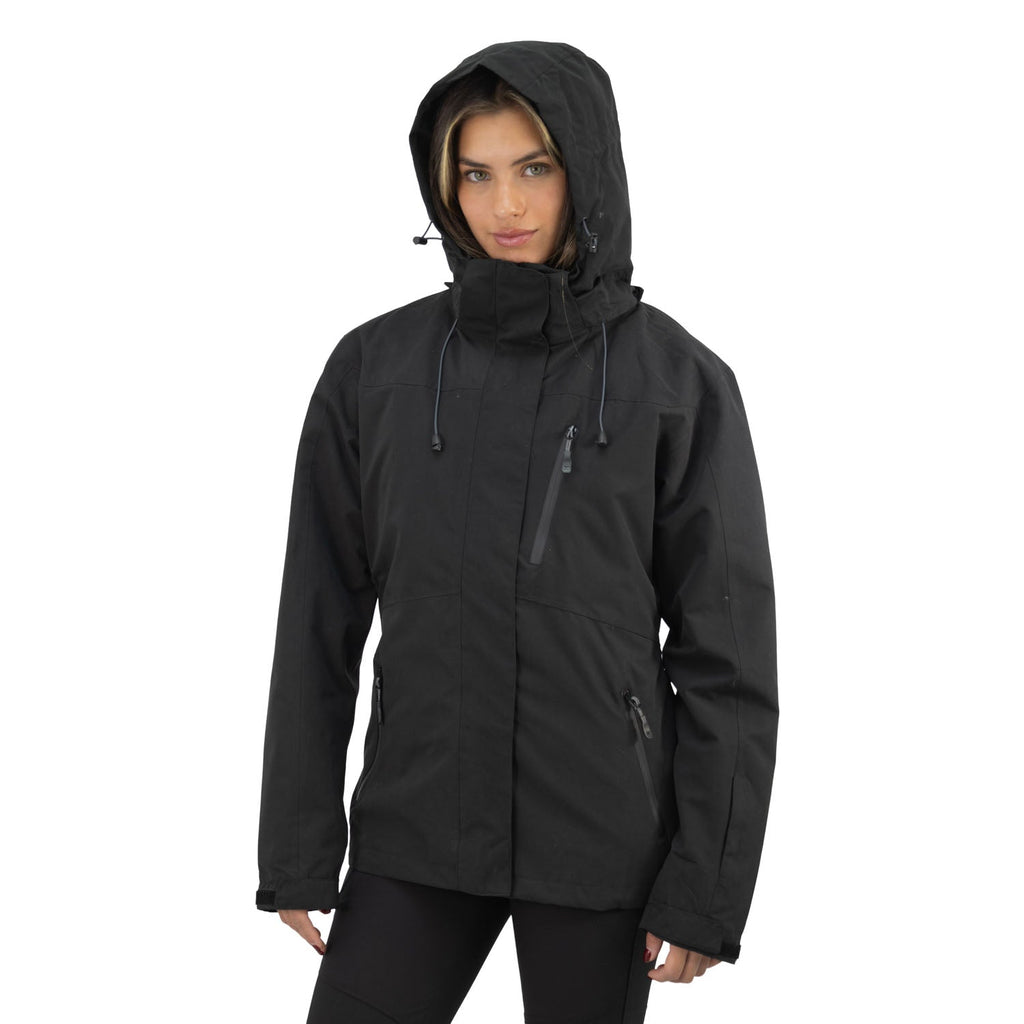 Parka 3 en 1 Reno Nómade Hardwork para mujer color negro – detalle de la prenda