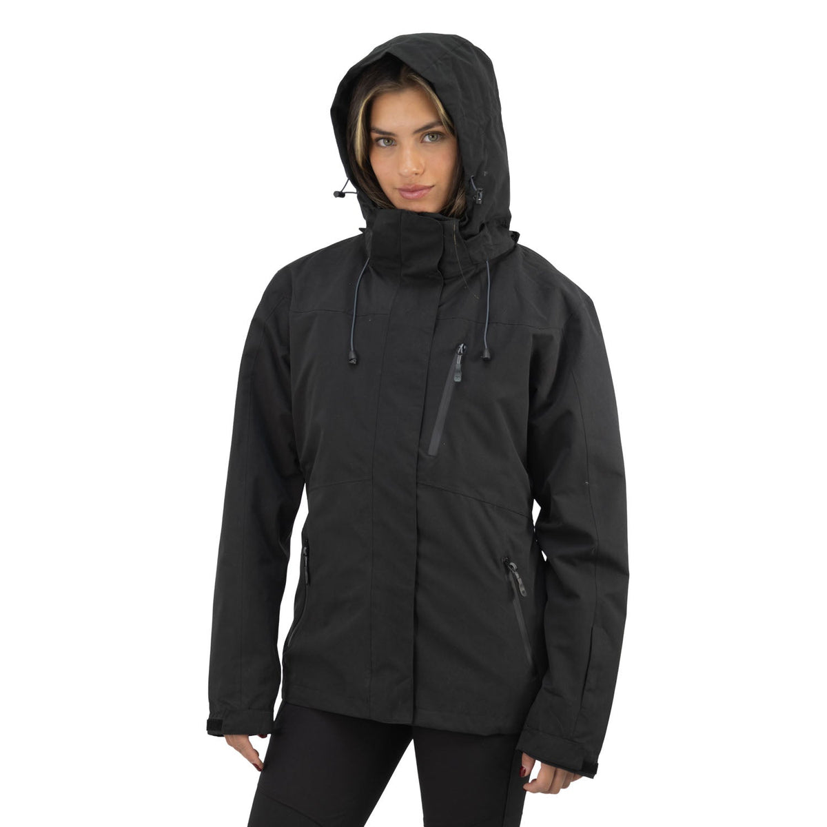 Parka 3 en 1 Reno Nómade Hardwork para mujer color negro – detalle de la prenda