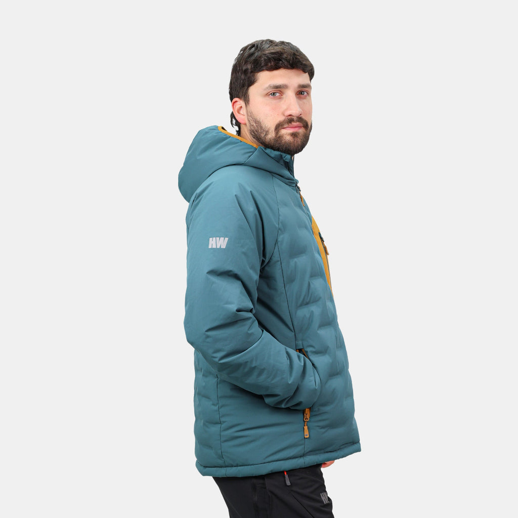 Parka insulada Explorer Hardwork para hombre color petróleo/mostaza
