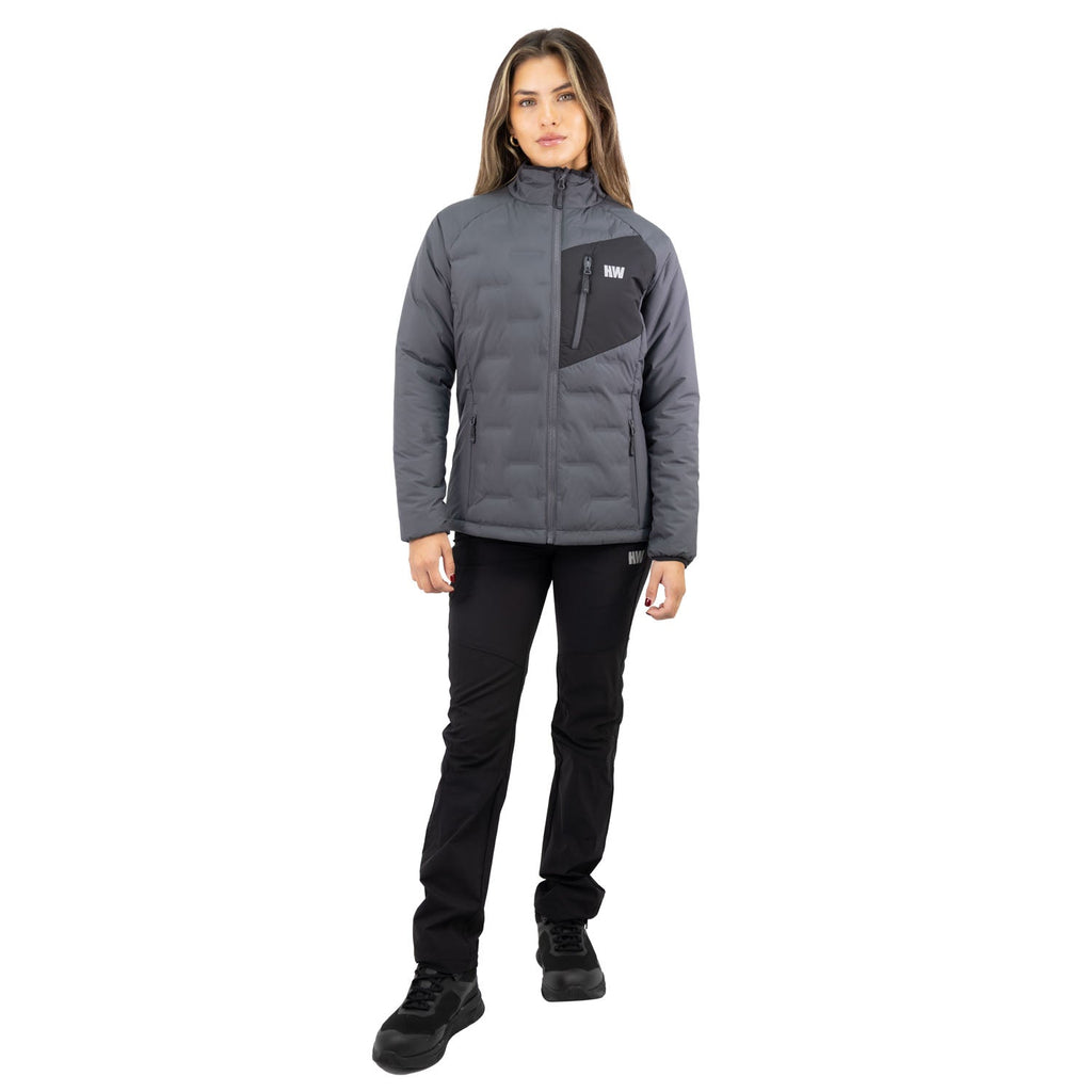 Parka insulada Explorer sin gorro Hardwork para mujer color gris carbón