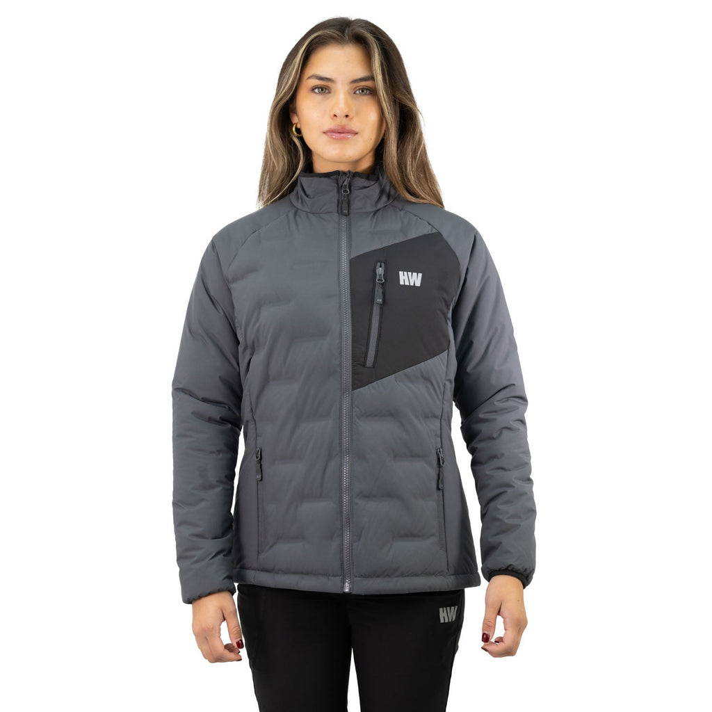 Parka insulada Explorer sin gorro Hardwork para mujer color gris carbón