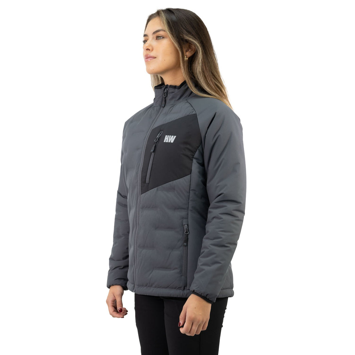 Parka insulada Explorer sin gorro Hardwork para mujer color gris carbón