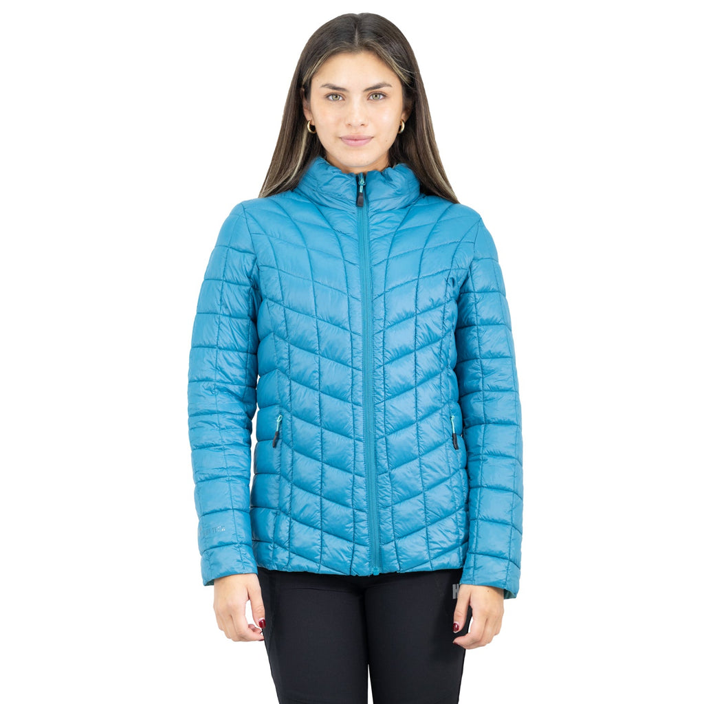 Parka insulada Traveler Hardwork para mujer color petróleo – otro ángulo
