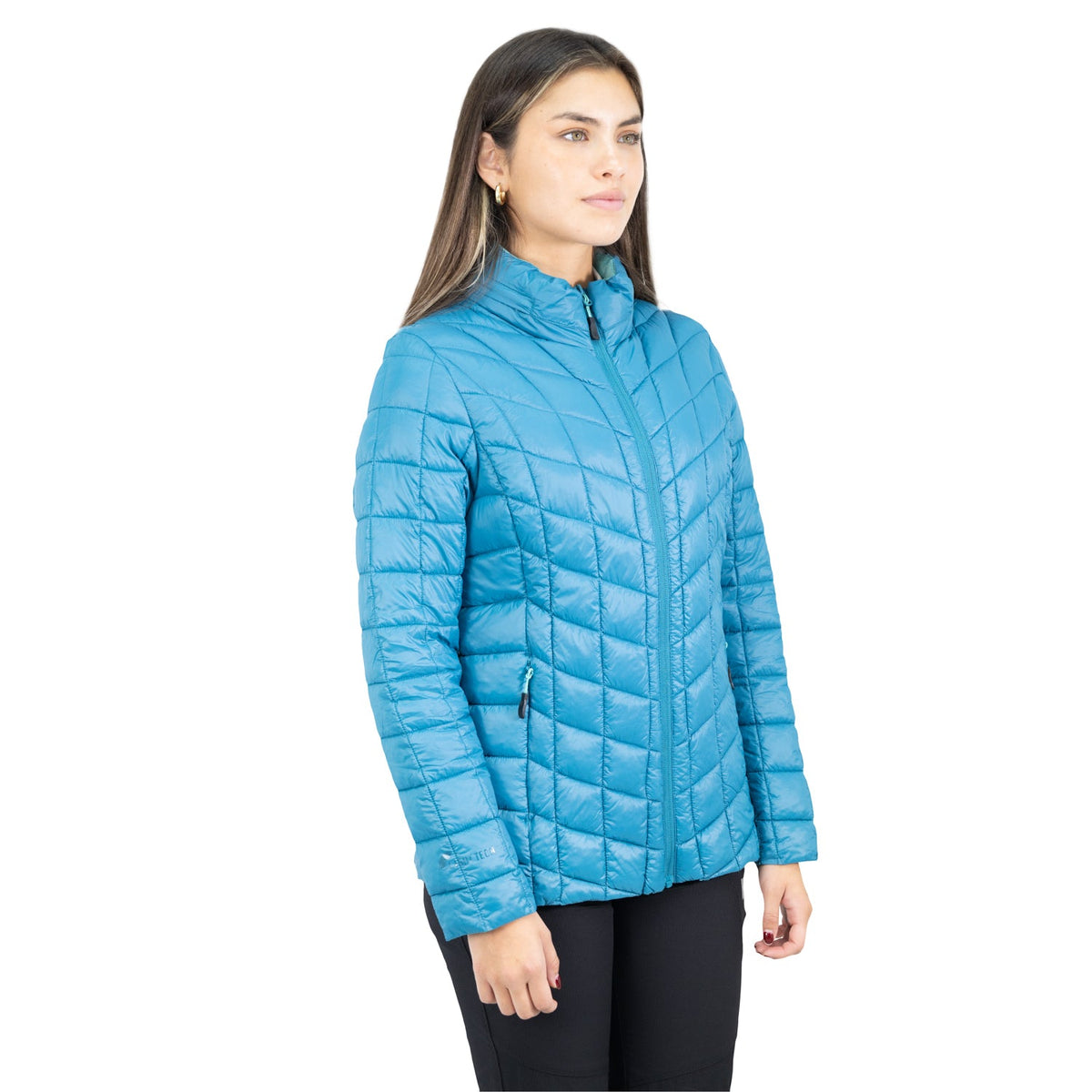 Parka insulada Traveler Hardwork para mujer color petróleo – detalle de la prenda