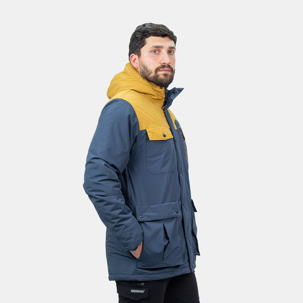 Parka Kodiak Hardwork para hombre color azul/mostaza