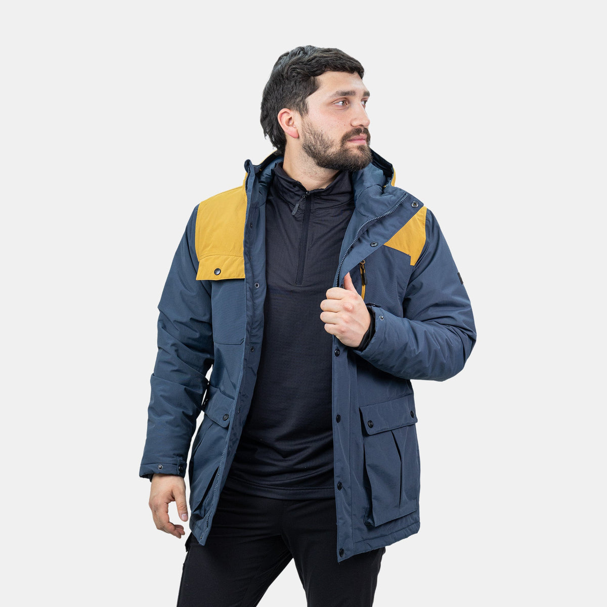 Parka Kodiak Hardwork para hombre color azul/mostaza