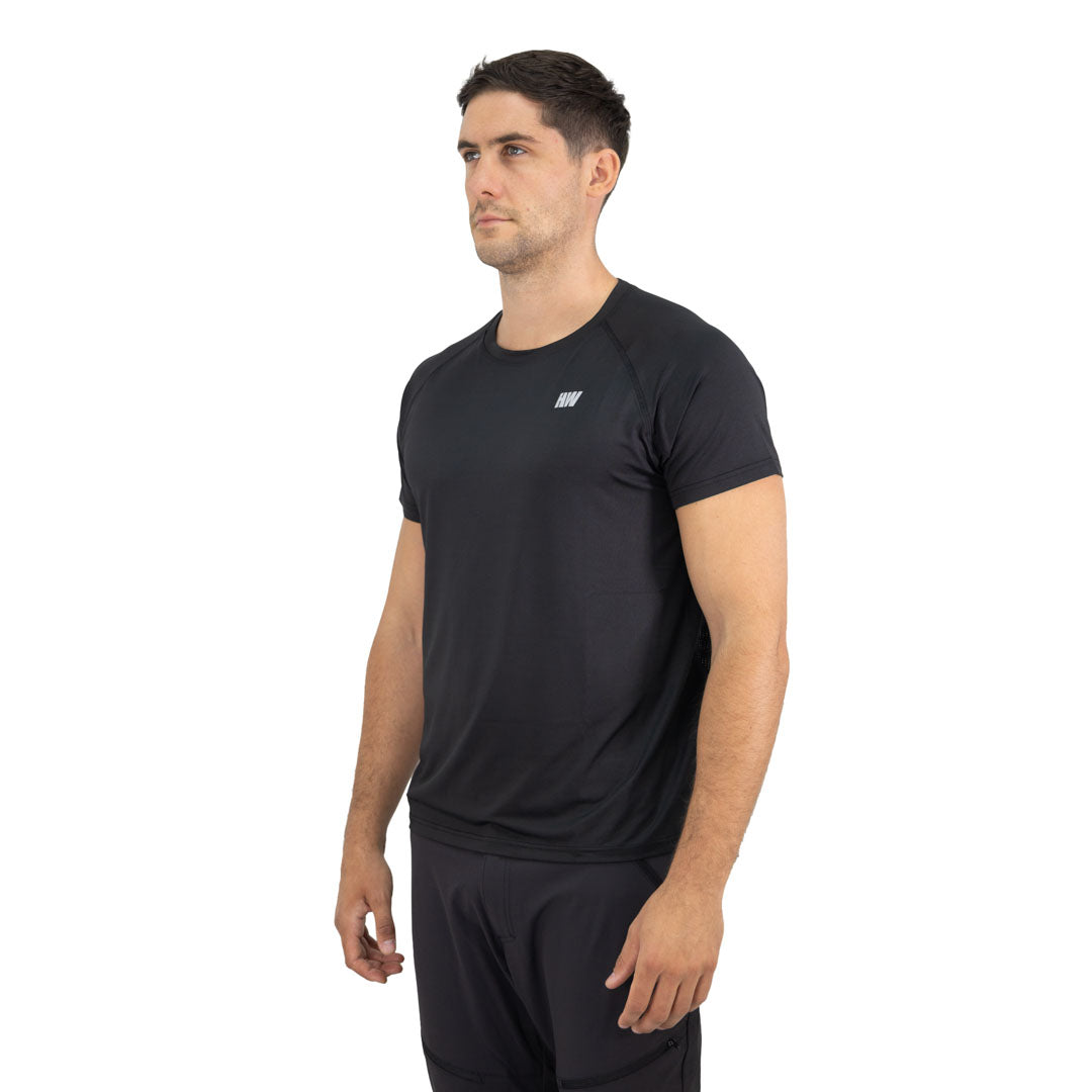 Polera Dry Fit SPX manga corta Hardwork para hombre color negro – otro ángulo
