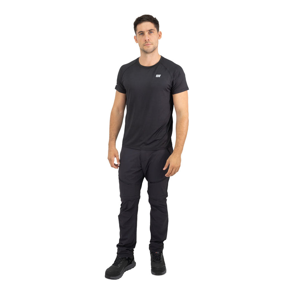 Polera Dry Fit SPX manga corta Hardwork para hombre color negro – detalle de la prenda