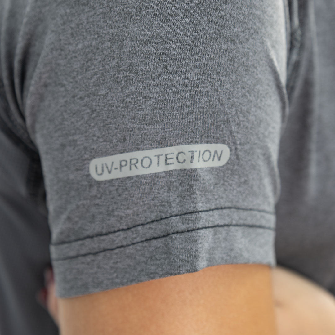 Polera Dry Fit SPX manga corta Hardwork para mujer color gris carbón