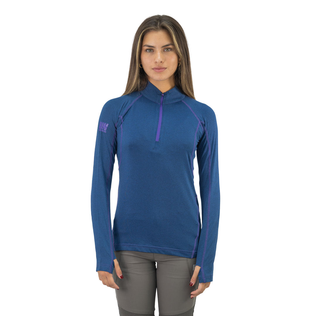 Polera Dry Fit SPX manga larga Hardwork para mujer color azul profundo
