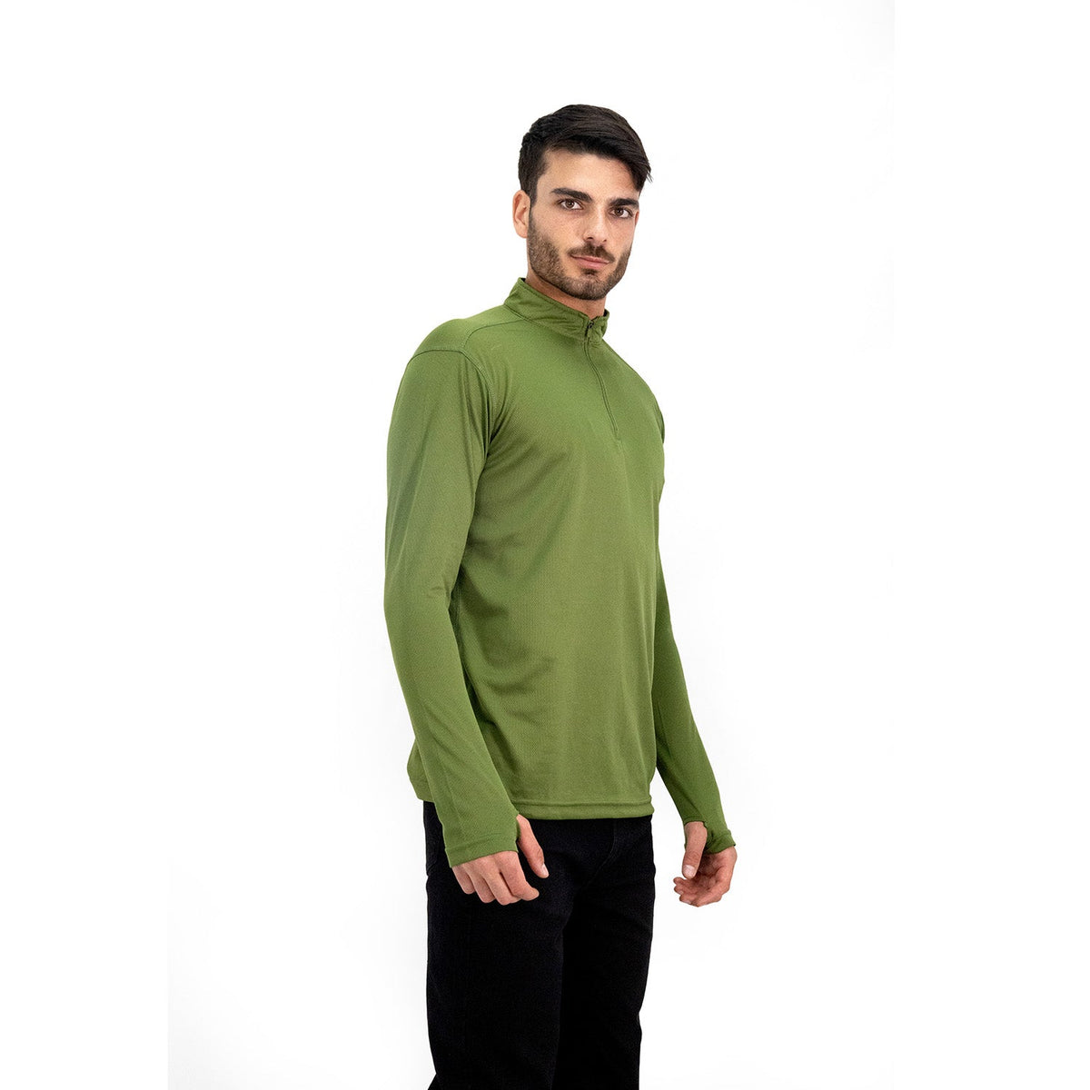 Polera Half-Zip Quebec para hombre color verde oliva