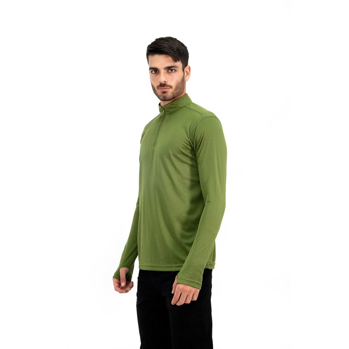 Polera Half-Zip Quebec para hombre color verde oliva