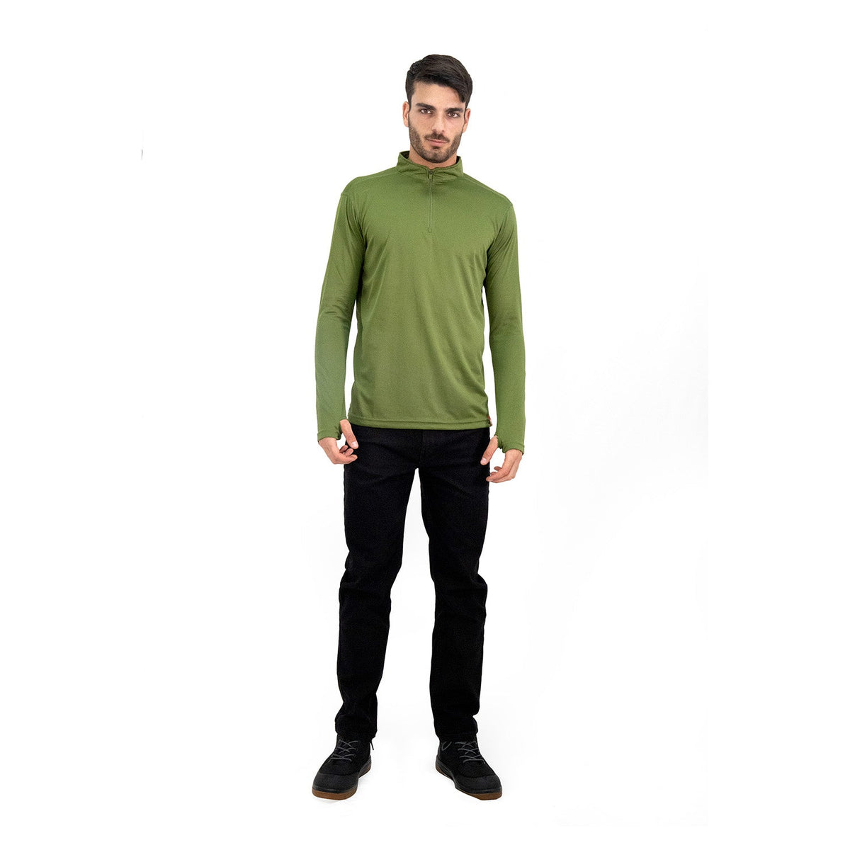 Polera Half-Zip Quebec para hombre color verde oliva