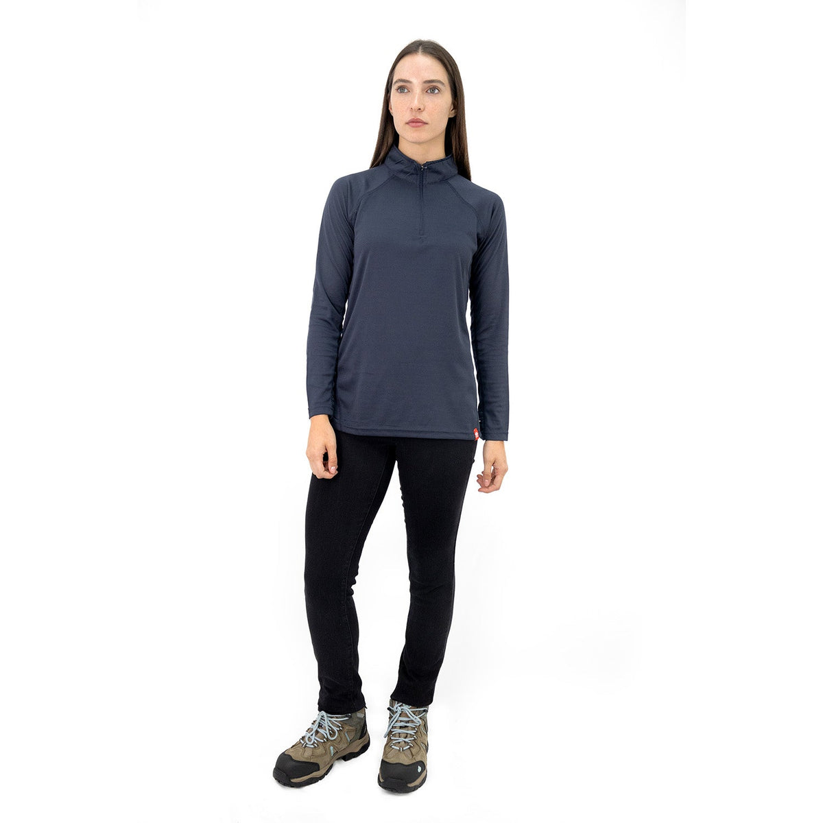 Polera Half-Zip Quebec para mujer color gris hierro