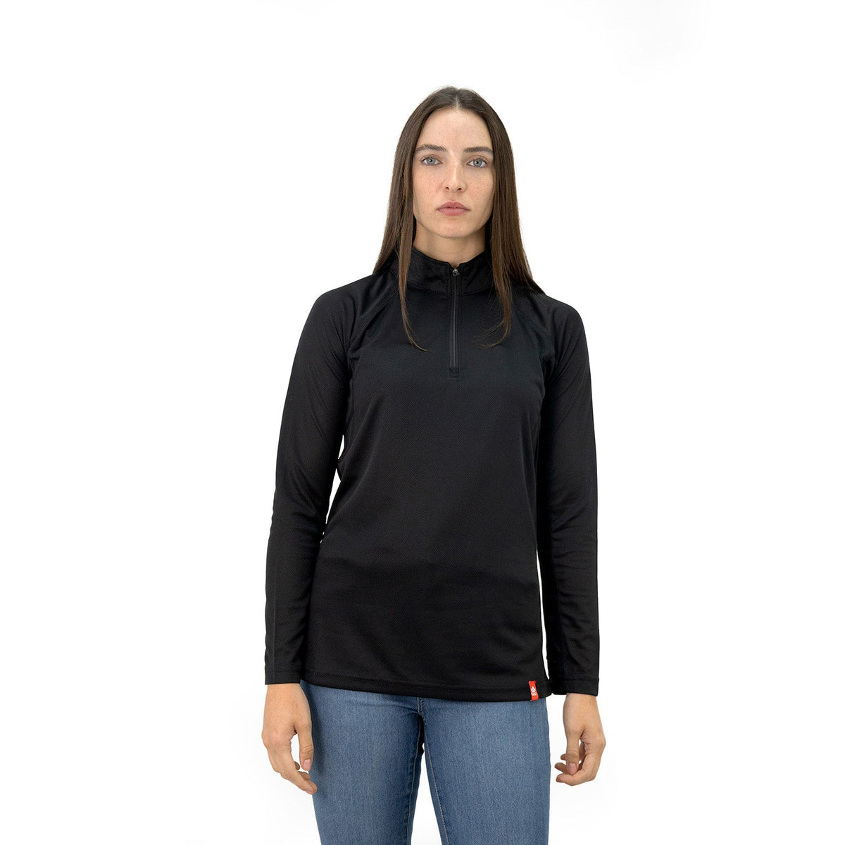 Polera Half-Zip Quebec para mujer color negro