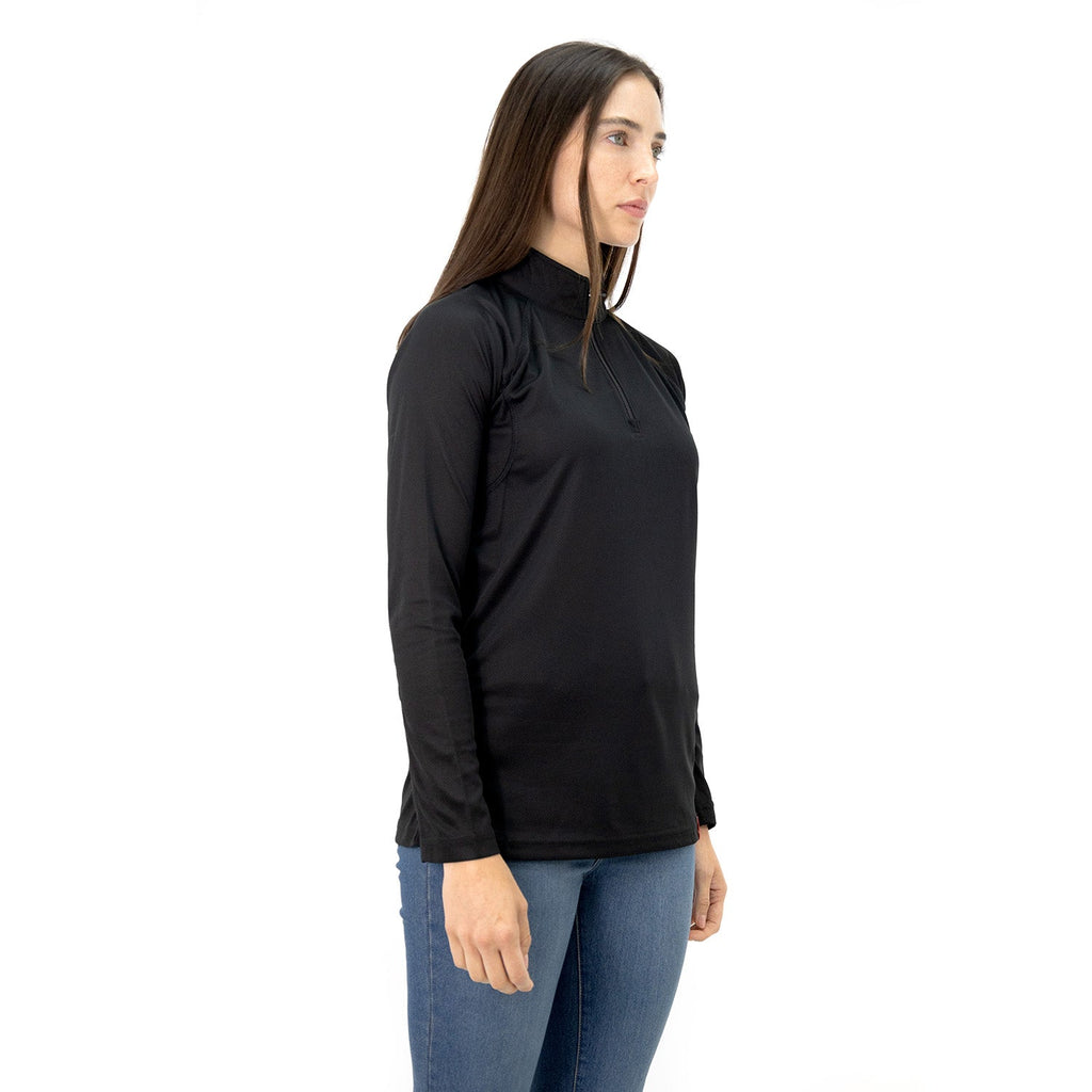 Polera Half-Zip Quebec para mujer color negro