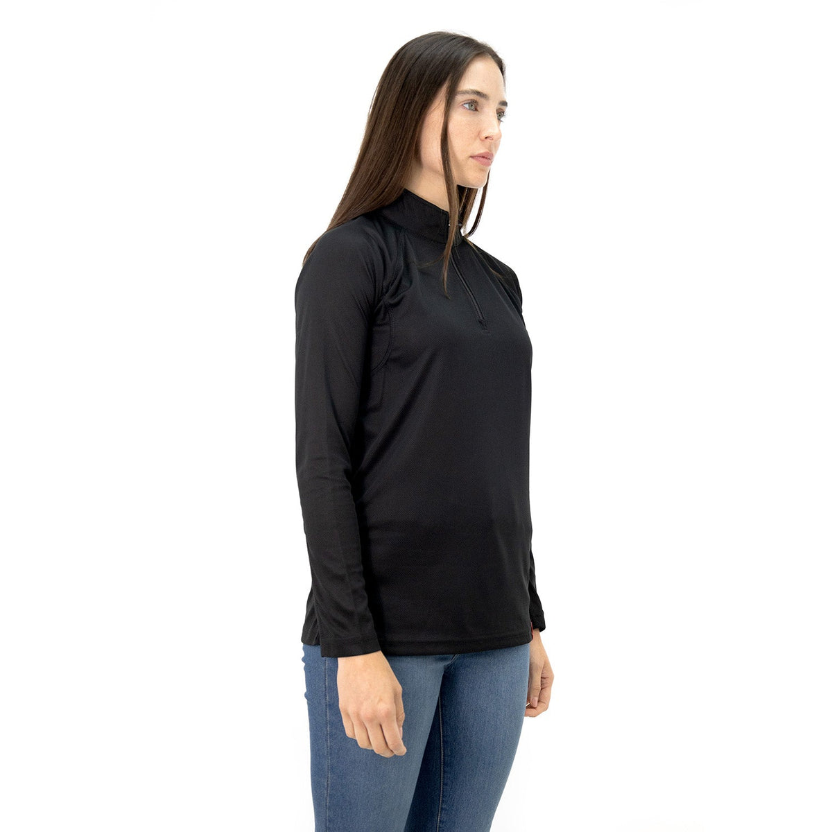 Polera Half-Zip Quebec para mujer color negro