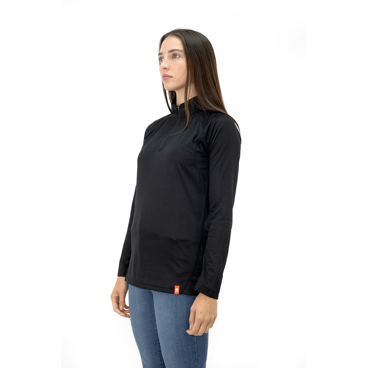 Polera Half-Zip Quebec para mujer color negro