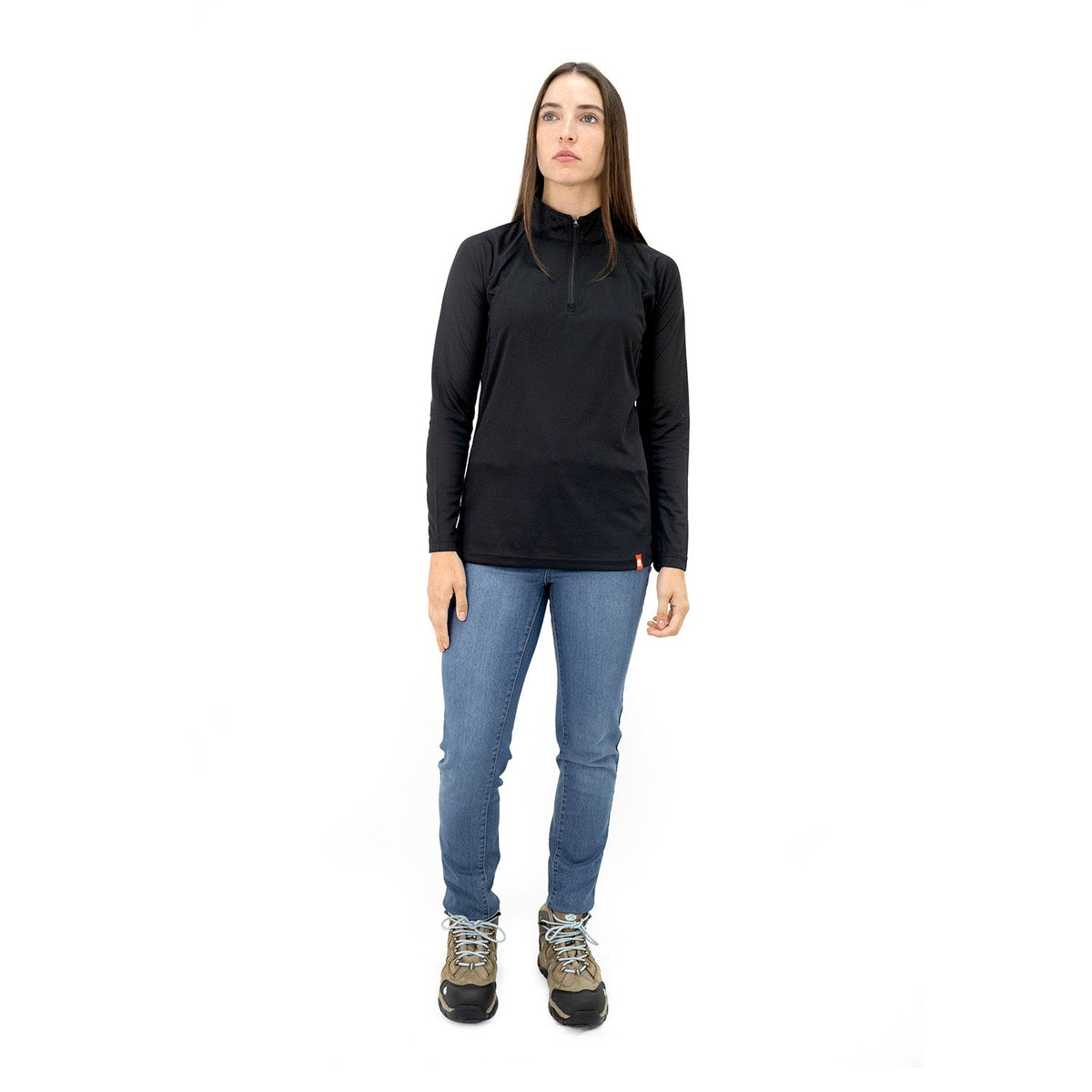 Polera Half-Zip Quebec para mujer color negro