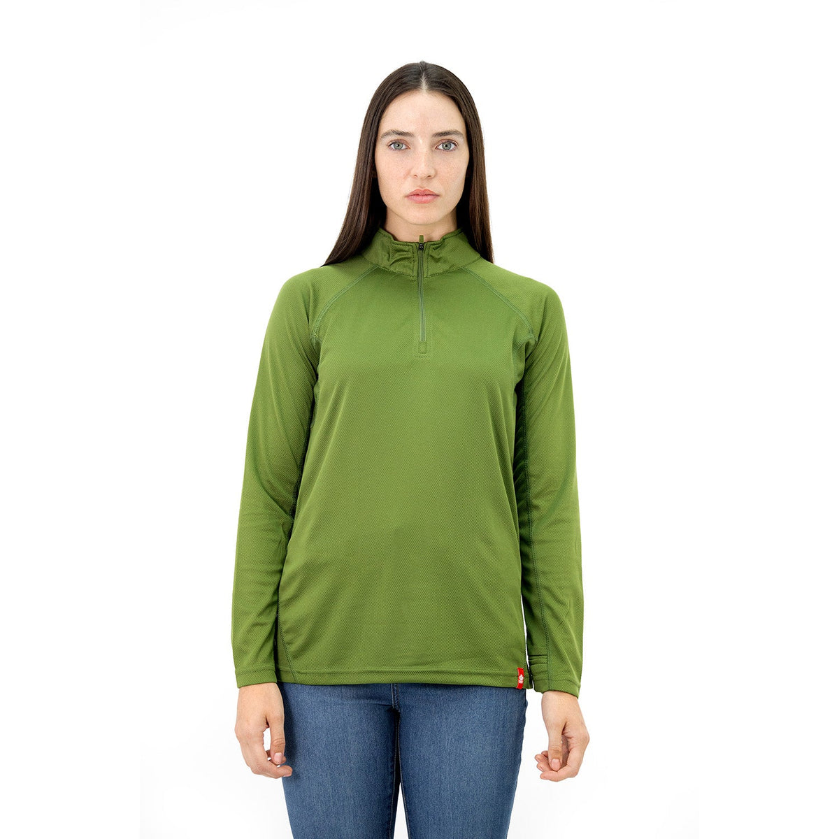 Polera Half-Zip Quebec para mujer color verde oliva