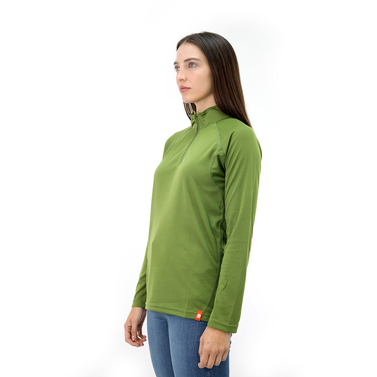Polera Half-Zip Quebec para mujer color verde oliva
