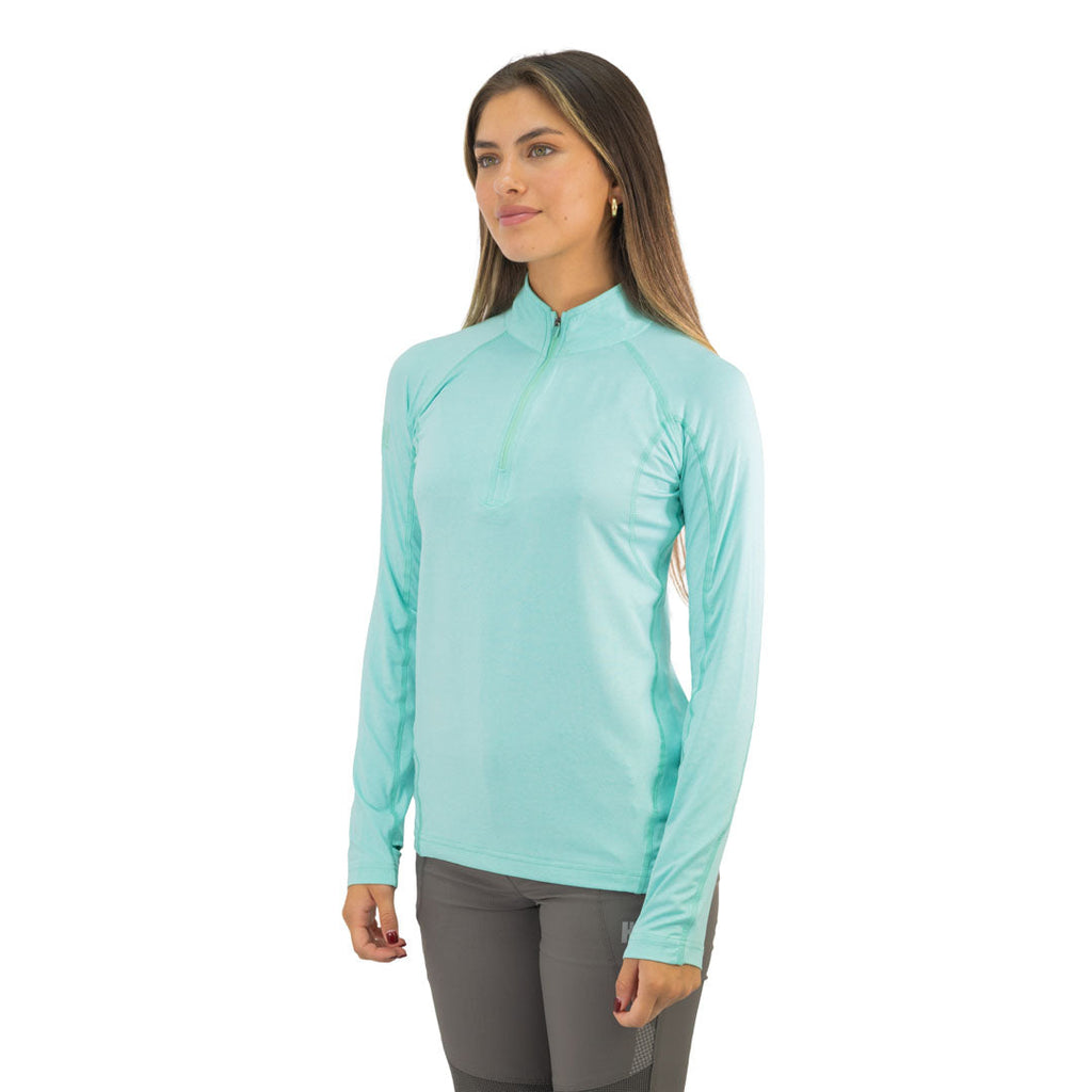 Polera Dry Fit SPX Manga Larga Mujer color aqua – vista 3