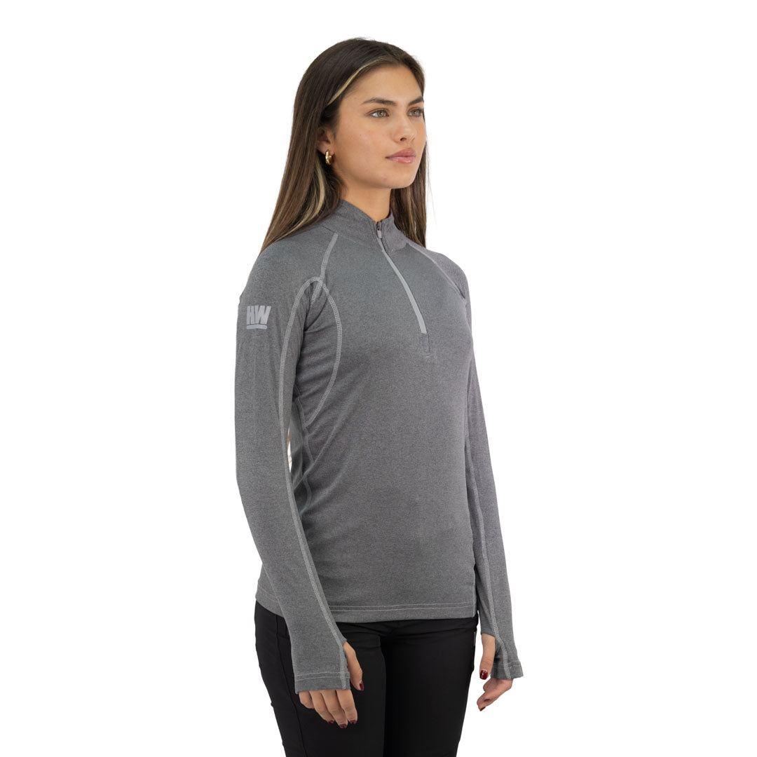 Polera Dry Fit SPX Manga Larga Mujer color gris carbón – vista 2