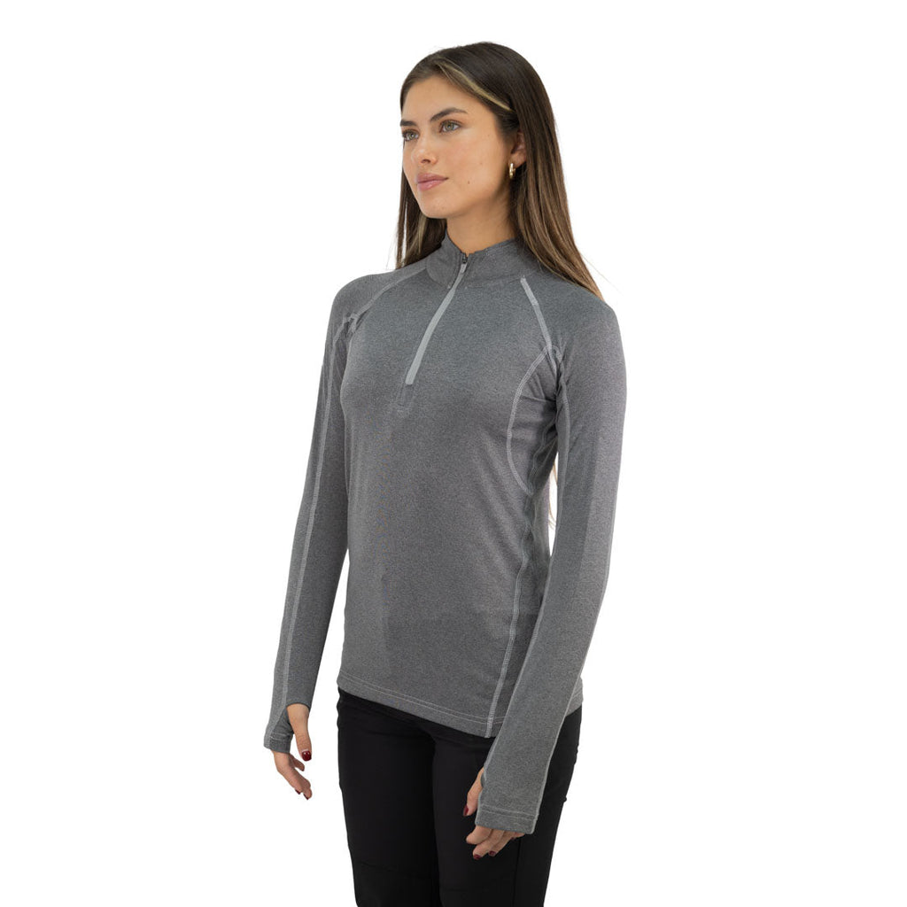 Polera Dry Fit SPX Manga Larga Mujer color gris carbón – vista 3