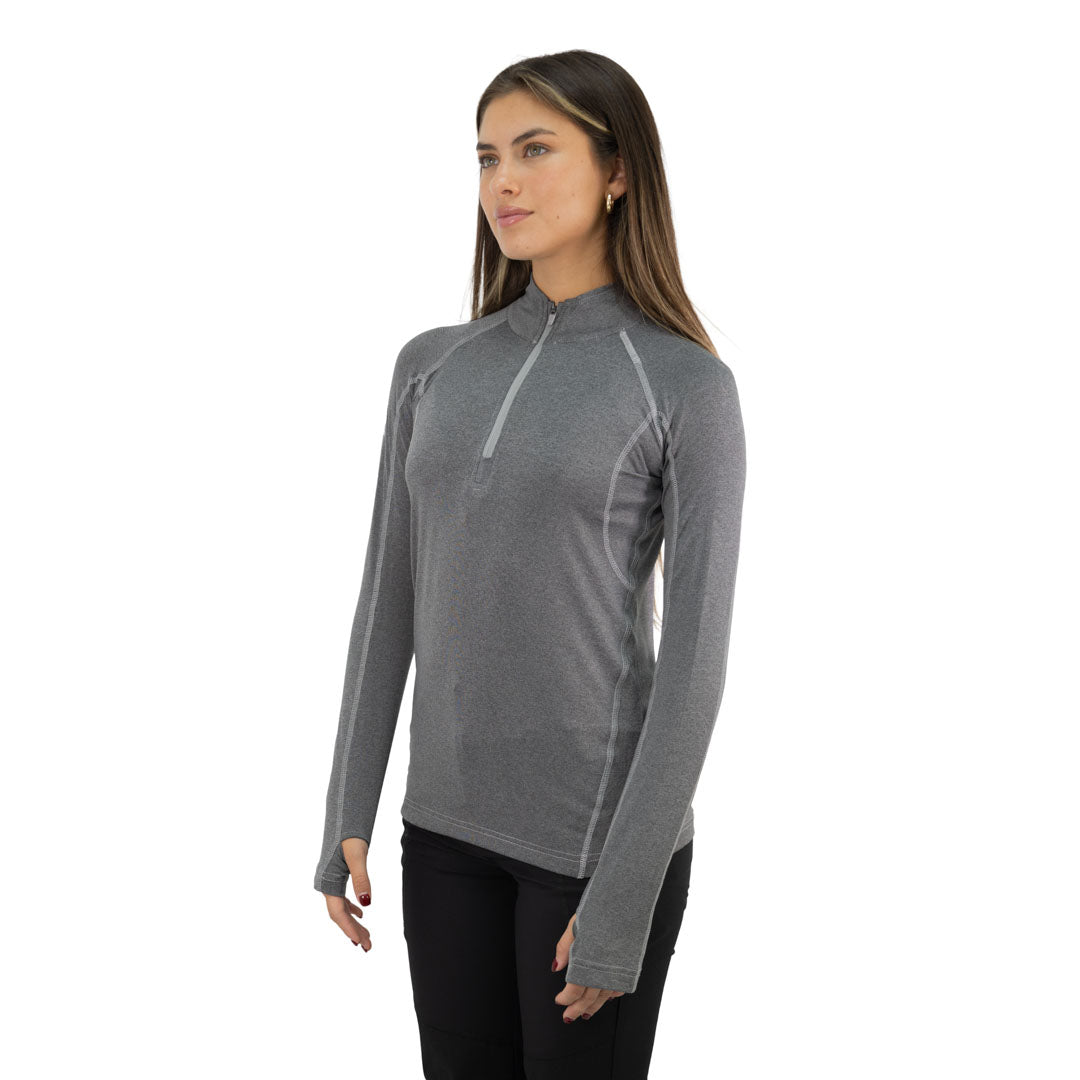 Polera Dry Fit SPX Manga Larga Mujer color gris carbón – vista 3